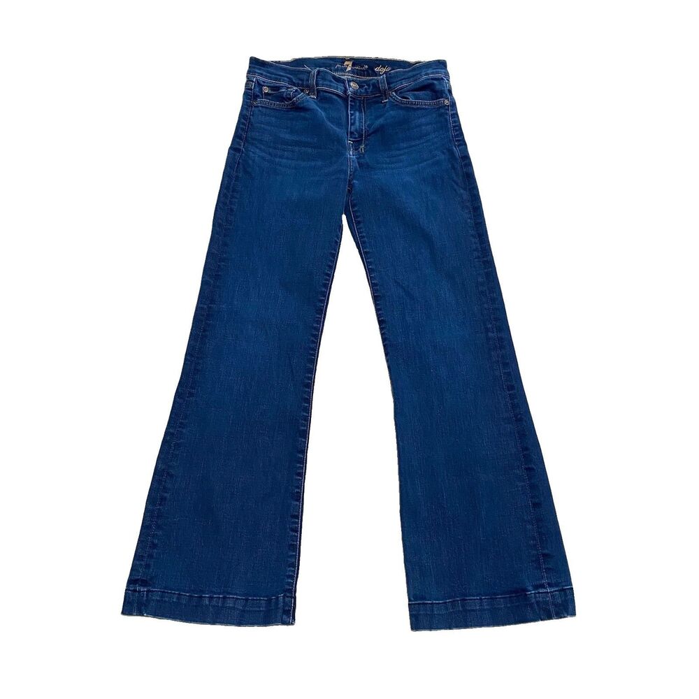 7 For All Mankind Dojo Jeans Womens 29 (29x28) Blue Mid Rise Bootcut Distressed